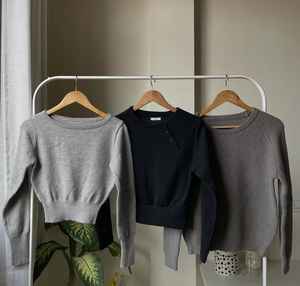 เสื้อคาร์ดิแกนถักไหมพรมคอกลมสำหรับผู้หญิง พร้อมดีเทลผ้าลูกไม้ถักมือระบายอากาศได้ดี - Product Image 3