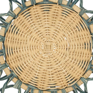Salvamantel de mimbre natural con borde festoneado verde, hecho a mano, ecológico, para decoración de mesa de comedor, al por mayor, OEM - Product Image 5