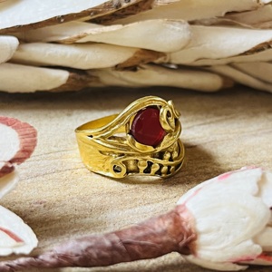 Bagues Statement au Design Unique, Bandes en Laiton Style Bohème pour Femmes, Bague en Onyx Plaqué Or 18 carats Motif Vague Tribale pour Vente en Gros/OEM/ODM - Product Image 5