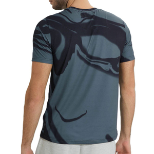 2026 New Design Men’s Blue and Black <b>Abstract</b> Sublimation <b>Print</b> T-Shirt Quick Dry Short Sleeve Sportswear Fitness and Training - Product Image 2