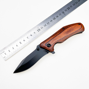 Navaja Plegable con Hoja de Acero Inoxidable, Punta de Gota, Mango de Madera, Perilla de Pulgar, 90mm de Longitud Total, Grado Industrial - Product Image 1