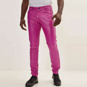 Pantalones de Hombre Casuales, Ajustados, de Cintura Media, de Cuero, Rectos, a Rayas, Elásticos - Product Image 1