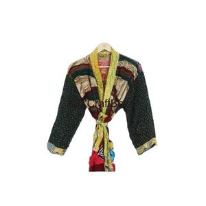 Kimono de seda Maxi de manga Floral para mujer indio hecho a mano, bata de punto, cubierta de Bikini, batas de ducha para el hogar, frente de verano - Product Image 4