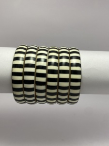 Multi-Color Resin Wood and Brass Cuff Bracelets From India Platinum-Jewel Beaded <b>Bangles</b> for Weddings Engagements and Parties - Product Image 3