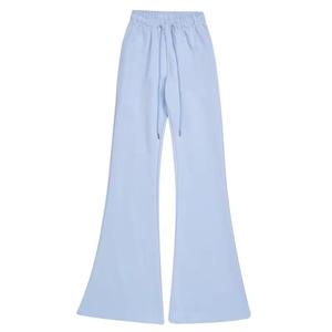 Pepper Mone Women's Light Blue Winter Breathable Straight Leg Track <b>Pants</b> Mid Waist Drawstring Casual Full Length Knitted - Product Image 2