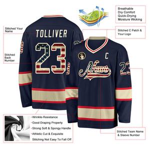 Nouveau design, drapeau américain, livraison rapide, broderie, respirant, antibactérien, anti-UV, taille plus, séchage rapide, 100% polyester, maillot de hockey - Product Image 2