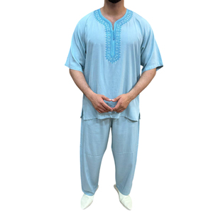 Lightweight Moroccan <b>Mens</b> Short Sleeve Jabador Traditional <b>Thobe</b> Islamic Casual Summer Lounge Attire - Product Image 1