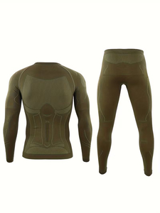 Winter Seamless <b>Mens</b> Compression Shirt Base Layer Ski Sports Set Thermal Underwear Quick Dry Warm Fitness Set - Product Image 2