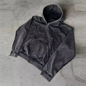 Sweat-shirt à capuche classique pour homme, style urbain, effet délavé, coupe intemporelle, doublure douce et style streetwear raffiné, grande taille - Product Image 5