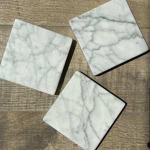 Best Quality Natural <b>Marble</b> <b>Coasters</b> White and Grey Stone Square Design For Decorative Home Use Coffee and Tea Table Protection - Product Image 6