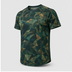 Camiseta de Manga Corta para Hombre con Estampado de Camuflaje Angular Verde Selva, Modelo MTS-CAMO-0006 - Product Image 3