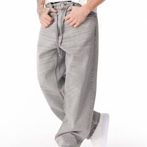 Jeans de Mezclilla para Hombre de Alta Calidad, Corte Holgado, Pierna Recta, Cintura Media, Color Sólido, Tela de Algodón Casual, Lavado Snow Wash, Rotos, para Invierno - Product Image 3