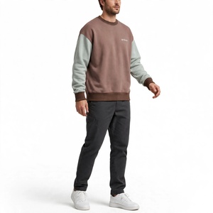 Sweat-shirt à col rond pour homme, couleur personnalisée, blocs de couleur, manches raglan, coupe classique, vêtement décontracté d'automne, 100% coton French Terry Pat - Product Image 5