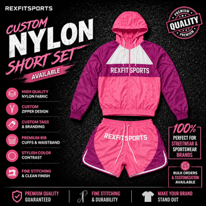 REXFIT SPORTS 2026 Ensemble veste coupe-vent et short en nylon rose et violet personnalisé, marque privée, streetwear, vêtements de sport - Product Image 1