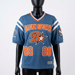 Maillot de football personnalisé pour femmes, respirant, en micro-mesh polyester, bleu poussière, orange, blanc, panneaux contrastés, maillot de football pour femmes - Product Image 4