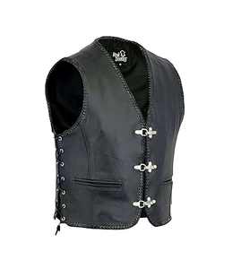 Chaleco de cuero negro para hombre, estilo motero, sin mangas, tallas S a 3XL - Product Image 1