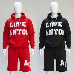 Conjunto Deportivo de Dos Piezas para Hombre, Diseño de Chándal, Pantalones Cortos Negros y Sudadera con Capucha, Ropa Deportiva Unisex - Product Image 6
