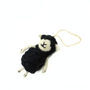 เครื่องประดับทำจากขนแกะสีดำ ขนาด 12 ซม. เป็นมิตรกับสิ่งแวดล้อม ตกแต่งบ้านสไตล์บ้านไร่เล็กๆ ของขวัญคริสต์มาส - Product Image 5