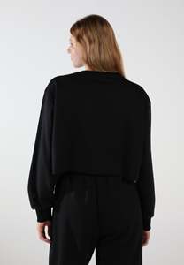 Sweat-shirt oversize à col rond pour femme, manches longues, en coton tricoté, couleur unie, style épaules tombantes, pour l'automne - Product Image 2