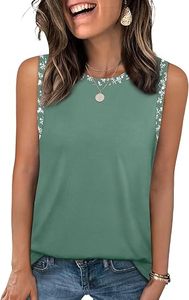 <b>Tank</b> <b>Tops</b> <b>Women</b> Solid Spandex/Cotton Jersey <b>Knitted</b> Breathable Casual Neck Boho Color Block Sleeveless Summer Beach Vacation - Product Image 3
