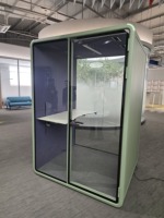 Cabine de bureau moderne modulaire en aluminium écologique avec éclairage LED acoustique pour deux personnes