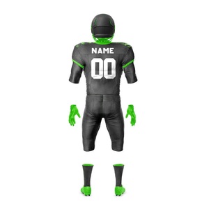 Custom Sublimated American Football Uniform <b>Set</b> Black Green Camouflage V-Neck Fitted Moisture Wicking 100% Polyester Men's Adult - Product Image 2