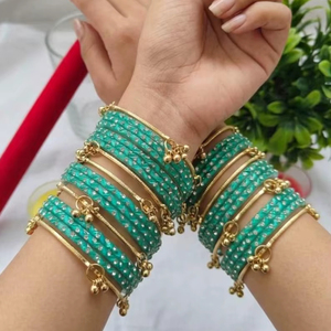 High Quality Indian Bridal <b>Bangle</b> Set Kundan Crystal <b>Bangles</b> Punjabi Kashmiri Churiyan for Wedding Dulhan Small changes occur - Product Image 3