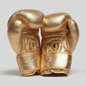 Guantes de Cuero Profesionales de Alta Calidad para Entrenamiento de Combate, Guantes de Boxeo de Cuero Dorado para Equipos de Lucha - Product Image 3