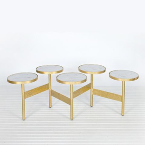 Round Metal Cake <b>Stand</b> Set 5 Piece Gold Frame White Marble <b>Top</b> Dessert <b>Display</b> For Home Decor Wedding <b>Table</b> Decor Centerpiece - Product Image 1