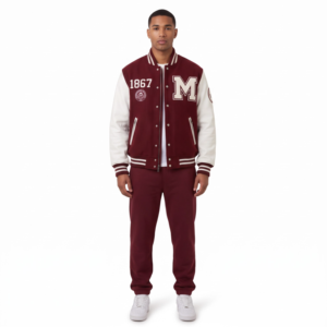 Blouson universitaire vintage années 90 pour homme en laine méltone épaisse avec manches en cuir, style Letterman, Bomber, OEM, usine de Sialkot - Product Image 1