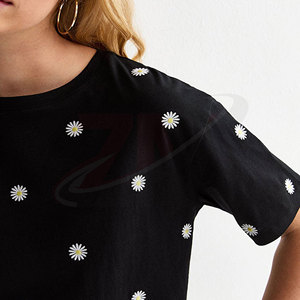 Ropa para uso diario y estilo de vida informal, camiseta bordada para mujer, ropa de moda transpirable para comodidad en verano y uso diario - Product Image 4