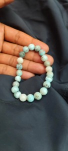 Pulsera de Larimar, pulsera de piedras preciosas redondas lisas de Larimar natural, pulsera difusora de piedras, pulsera elástica, regalo para hombres y mujeres - Product Image 2