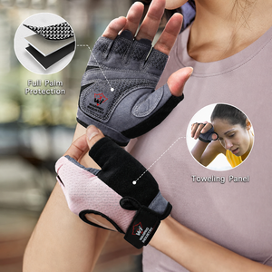 Gants de sport légers en microfibre à demi-doigts, respirants, antidérapants, avec sangle de poignet réglable et coussinets d'absorption des chocs pour le fitness - Product Image 4