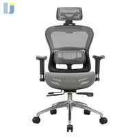 Chaise de bureau ergonomique en maille avec appuie-tête réglable, accoudoirs 3D ajustables, design moderne, base pivotante multifonction en aluminium