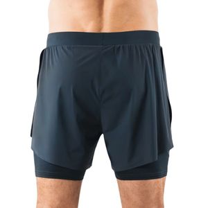 Shorts de course 2 en 1 pour homme, bleu marine, respirants, pour la course à pied, la remise en forme, la salle de sport, les vêtements de sport, avec poche - Product Image 2