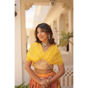 Seda rusa rica impresa digital con trabajo de bordado de lámina Lehenga Choli KA-5032 - Product Image 3