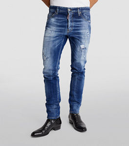Men's <b>Slim</b> Fit Jeans Stretchy Straight Style Hip Hop Jeans Casual Distressed Denim with Ripped <b>Patches</b> Jeans Pants - Product Image 3