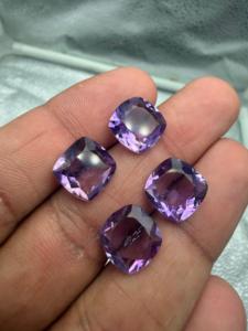Ametyste naturelle violette 12 mm, taille coussin, 4 pièces, 24,15 carats, pierre précieuse des mines africaines avec jeu de couleurs pour la fabrication de bijoux - Product Image 4