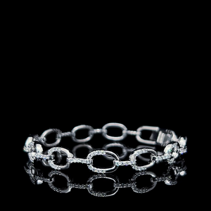 Elongated Oval Link Chain Lab Grown Diamond <b>Bracelet</b> 925 Sterling <b>Silver</b> 10K 14K 18K <b>Solid</b> Gold Fine Jewelry Womens Wristband Di - Product Image 2