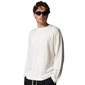 T-shirt à manches longues en tricot fin pour homme, col rond, coton léger, streetwear décontracté, haut tendance - Product Image 6