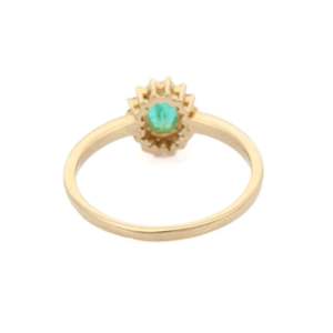 14K Yellow Gold Emerald and <b>Diamond</b> Cushion Cut Constellation <b>Ring</b> for Women - Product Image 4
