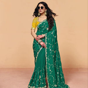 Sari de seda de diseño moderno y más vendido, con bordado de lentejuelas, tela cómoda, sari indio de alta calidad - Product Image 1