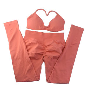 Conjunto Deportivo de Yoga de Dos Piezas para Mujer, Personalizado, de Alta Calidad, con Logotipo Frontal, en Spandex/Nylon Transpirable - Product Image 1