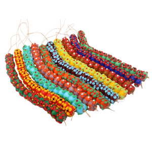 EXCEL EXPORTS Cuentas Sueltas de Vidrio Artístico Multicolor de 16 mm, Hilo de 8 Pulgadas, Forma Rondelle |   Artesanías Hechas a Mano - Product Image 1