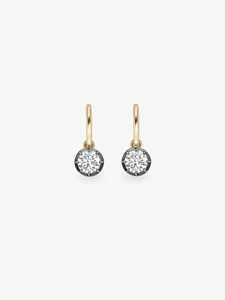 Boucles d'oreilles créoles pendantes Huggies éternité miniatures 11 mm, serties à griffes, avec diamants de laboratoire taille ronde, en or 14K 18K, vente en gros, personnalisées - Product Image 1
