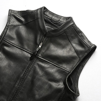 Chaleco de Cuero Genuino para Hombre, de Alta Calidad, Invernal, Casual, Transpirable, Estilo Motero, con Logotipo Personalizado, Ropa Exterior para Motocicleta, Venta al Por Mayor