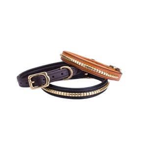 Collar de perro de cuero genuino 100% hecho a medida con relleno súper suave y trabajo de tachuelas proveedor mayorista y fabricante - Product Image 1