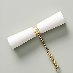 Tire-bouchon moderne doré avec poignée blanche, ouvre-bouteille de vin durable, accessoire de cuisine et de bar - Product Image 2