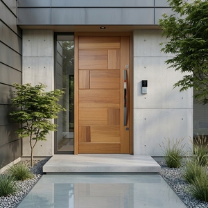Nuestra Puerta Moderna de Madera Sólida con Diseño Geométrico Elegante de Swastika, Panel de Madera para Entrada, Decoración Artística para el Hogar - Product Image 2