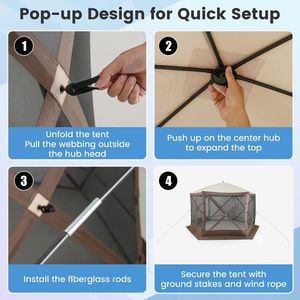 Gazebo Pop-up a 6 Lati con Pareti in Rete e Tenda Istantanea con Zanzariera - Product Image 6
